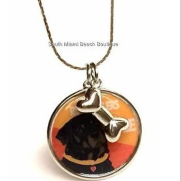 Silver Rottweiler Dog Bone Necklace Breed Rescue - Picture 7 of 8